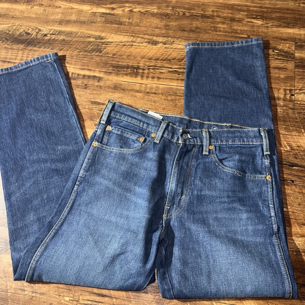 Levi's Straight Leg Western Cut Dark Wash Blue Jeans Men's 33x32 - Picture 3 of 7